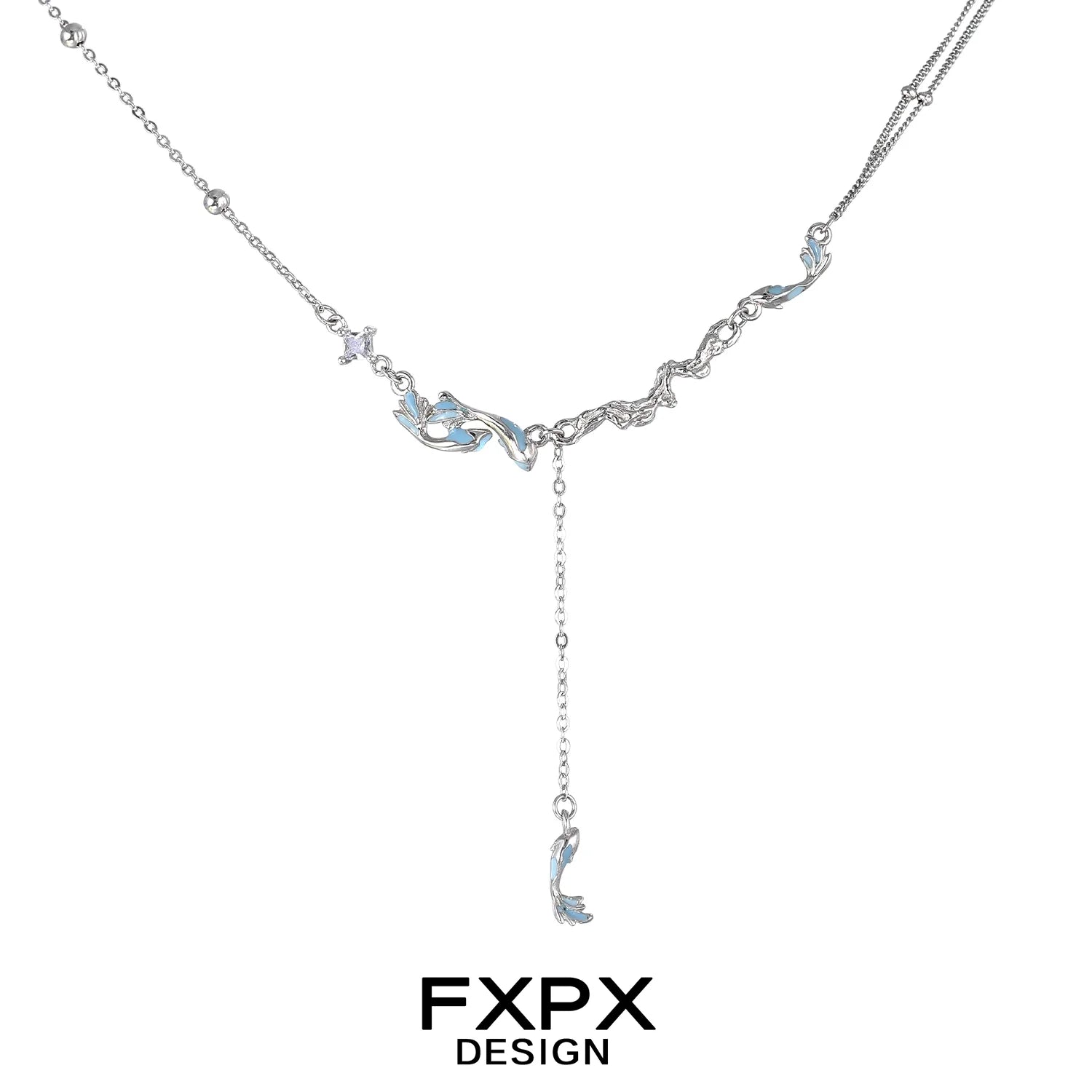 FXPX Blue Mermaid Necklace featuring elegant design with shimmering blue accents