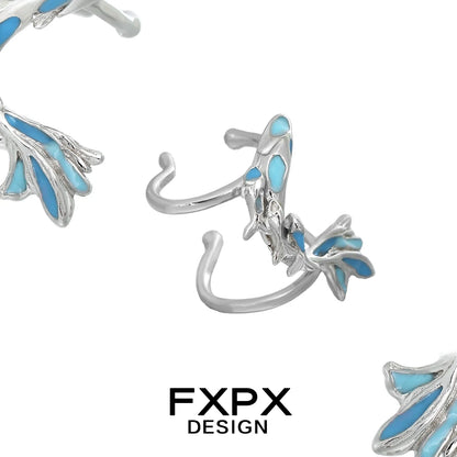 Stylish FXPX blue sea ear cuff featuring intricate silver detailing and blue accents