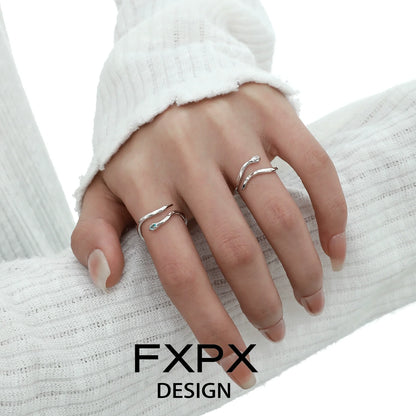 Elegant blue white snake ring crafted in silver, perfect for fashion-forward jewelry lovers