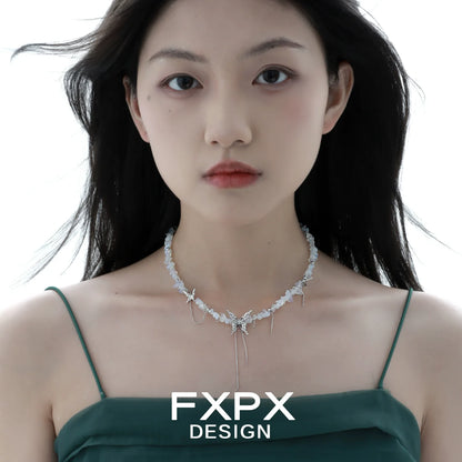 Butterfly beaded necklace by FXPX featuring intricate design and elegant style for versatile outfits