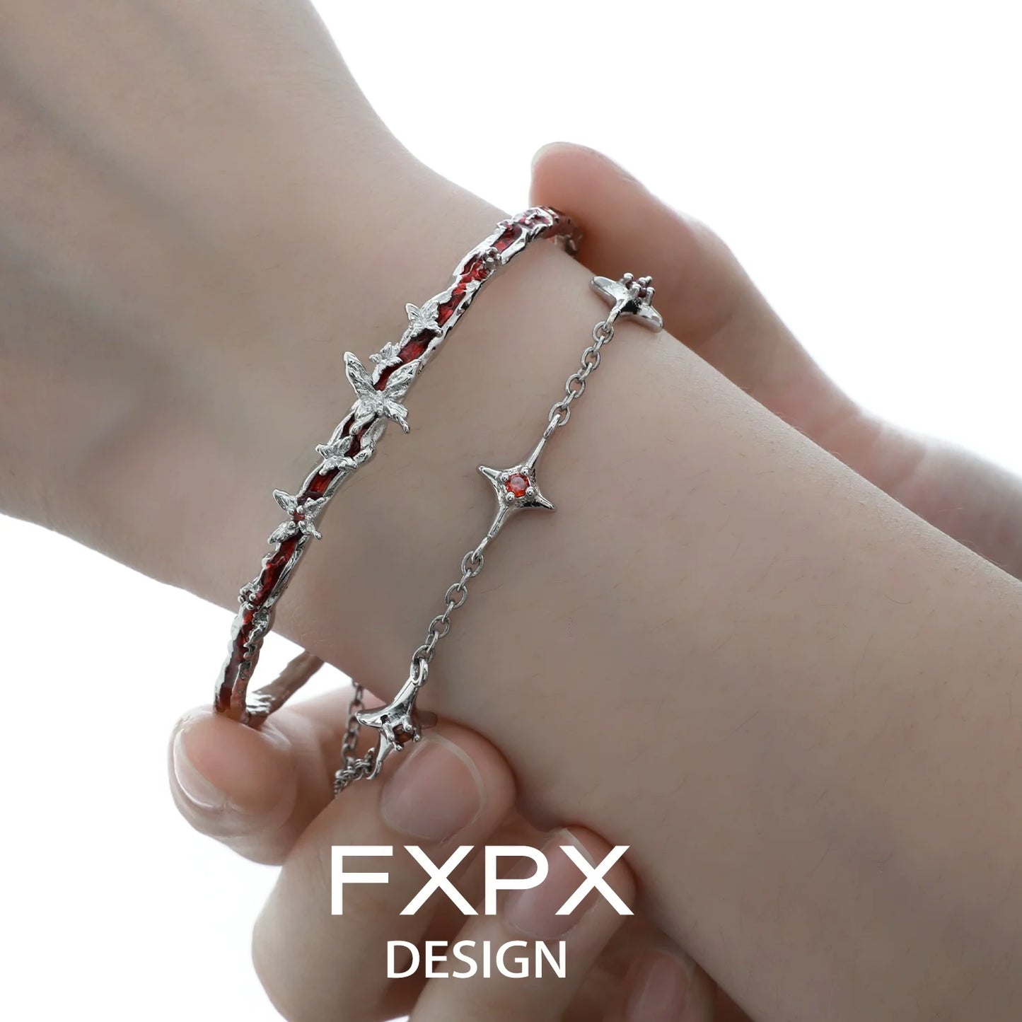 FXPX butterfly double layer bracelet featuring delicate butterfly charms and a stylish design