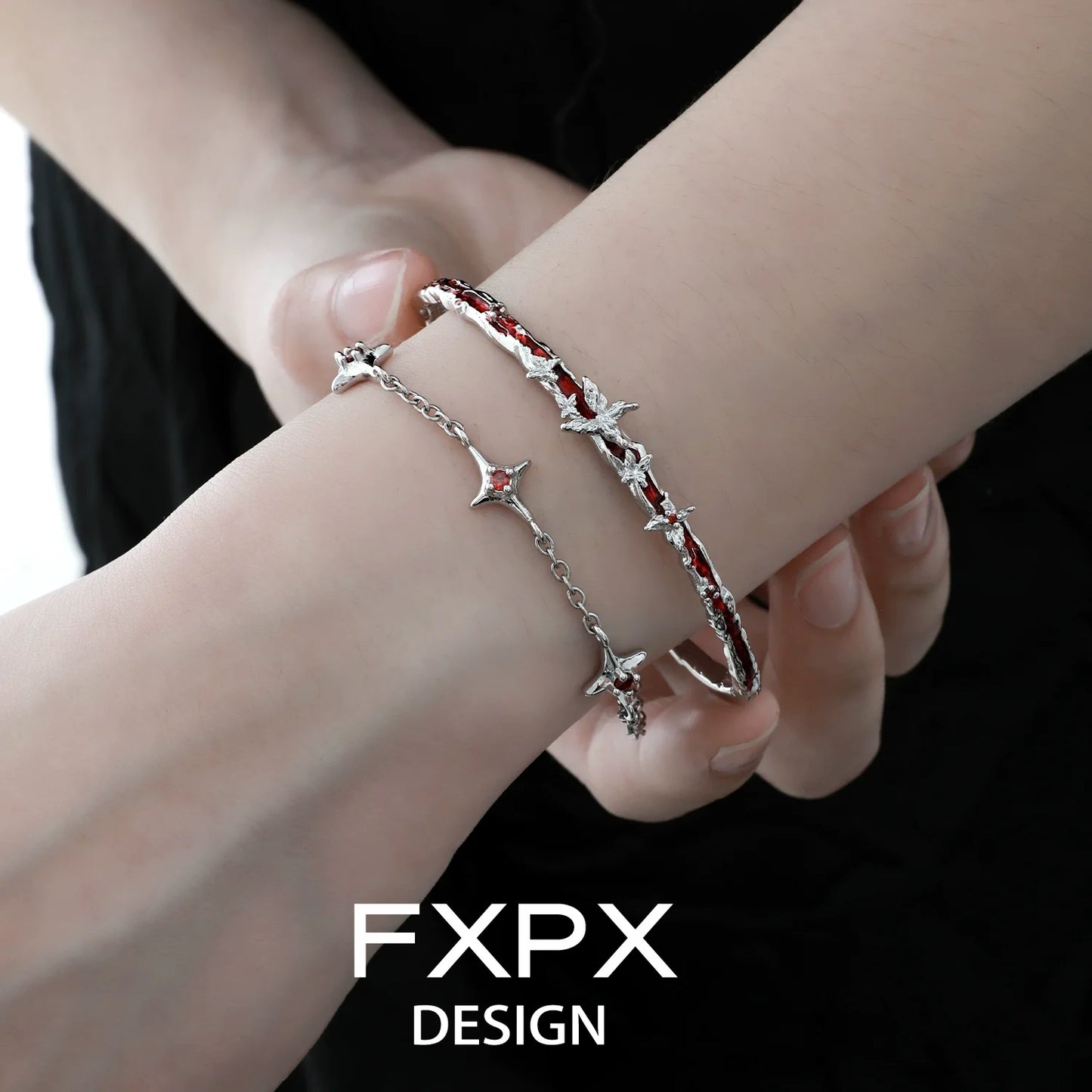 FXPX butterfly double layer bracelet with delicate butterfly charms and a stylish design