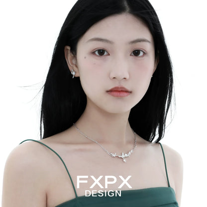 Elegant FXPX butterfly necklace for women with delicate floral design for stylish looks