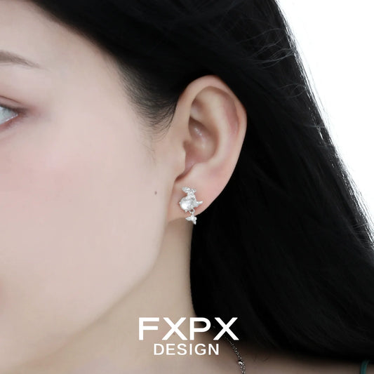 Stylish FXPX butterfly pearl earrings with elegant design for a delicate touch