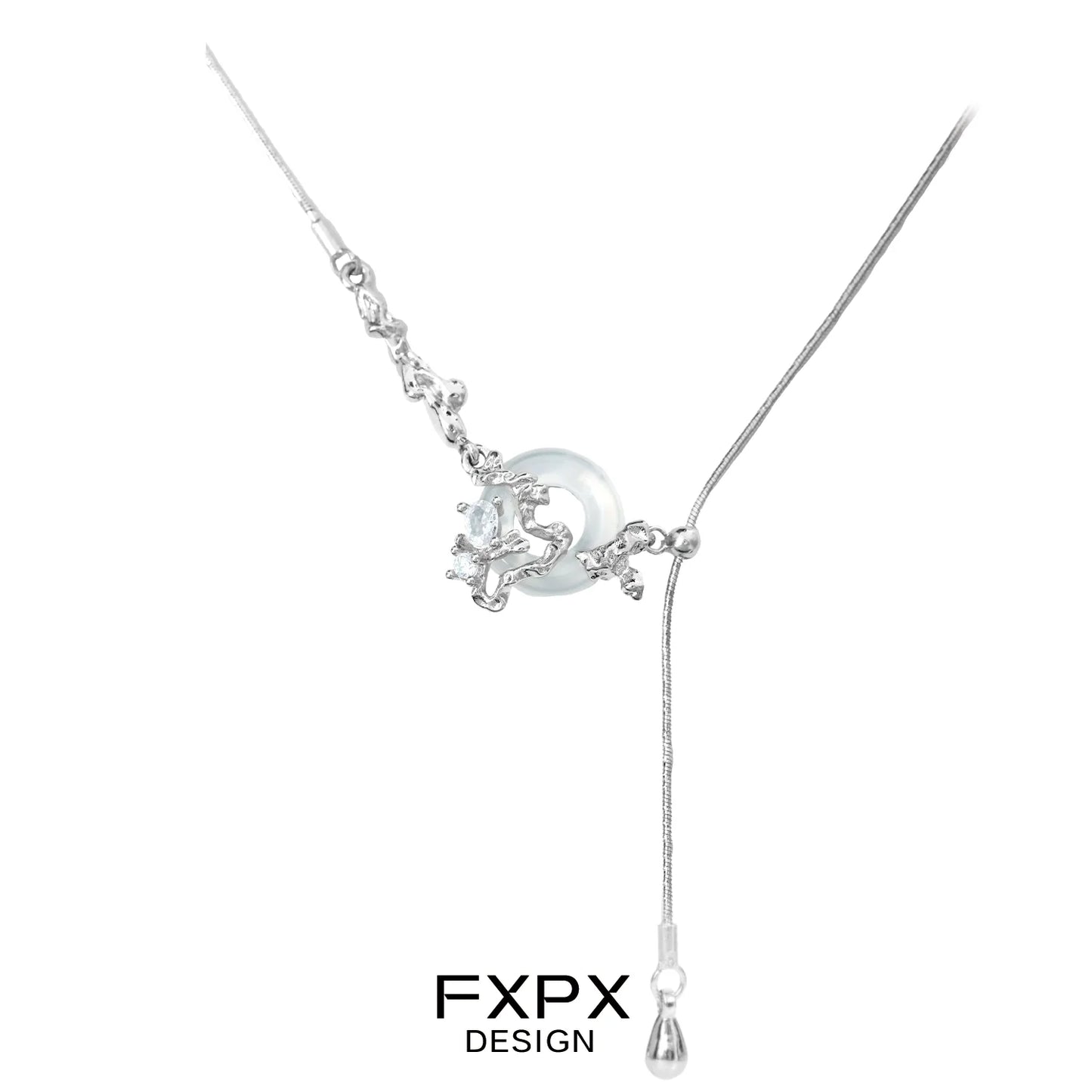 Elegant FXPX celestial eclipse agate necklace with a unique design and adjustable length