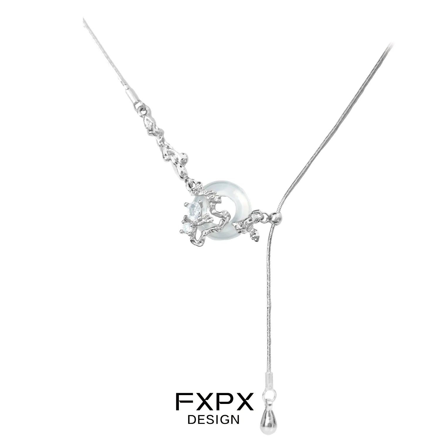 Elegant FXPX celestial eclipse agate necklace with a unique design and adjustable length