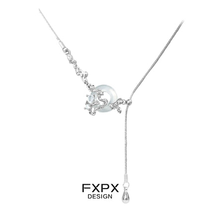 Elegant FXPX celestial eclipse agate necklace with a unique design and adjustable length