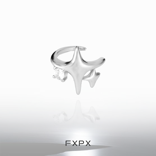 Stylish FXPX celestial star ear cuffs in silver with unique star-shaped design