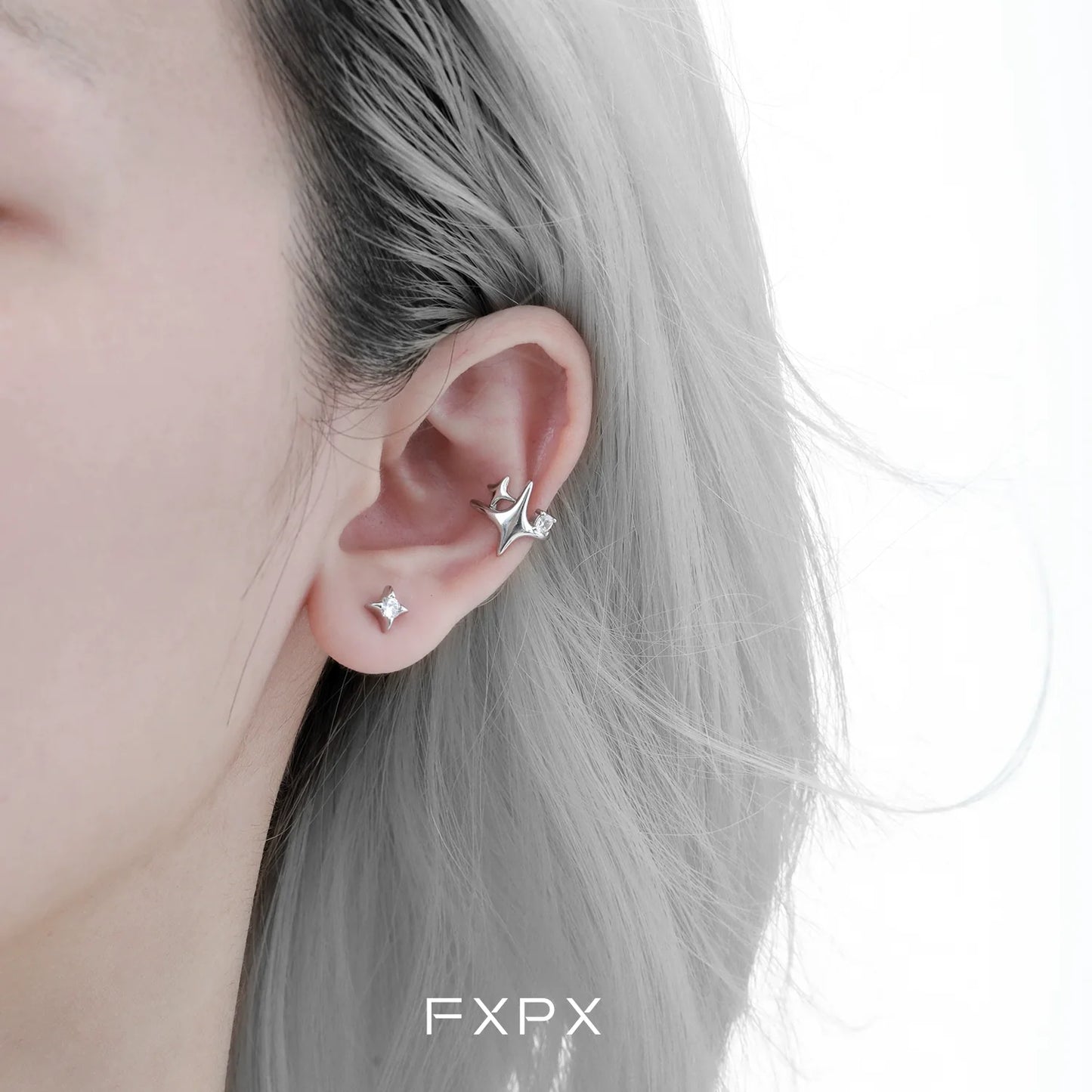 Stylish FXPX celestial star ear cuffs featuring star-shaped designs for a trendy look