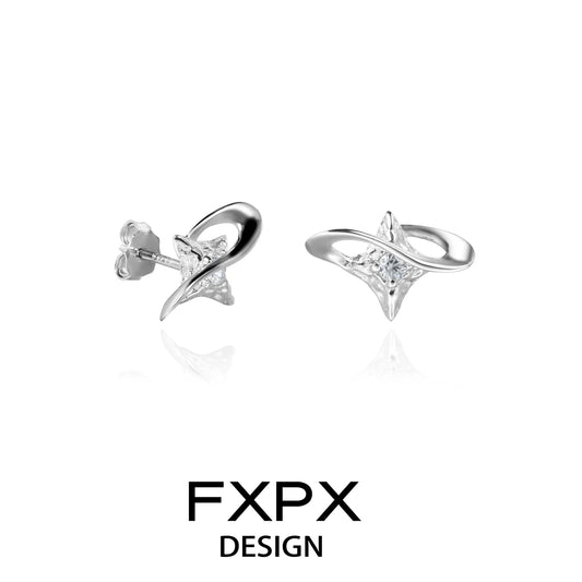 Stylish FXPX celestial star earrings with a modern star design and shimmering accents
