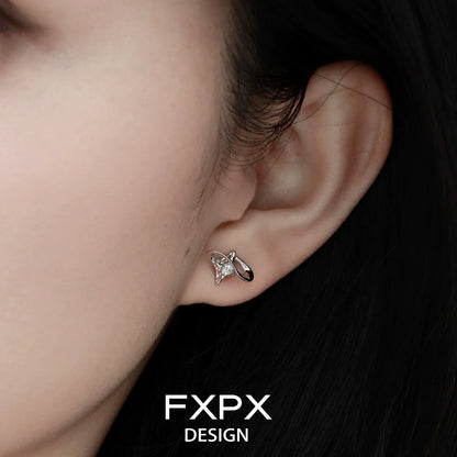Stylish FXPX celestial star earrings with elegant design in a silver finish, perfect for any occasion