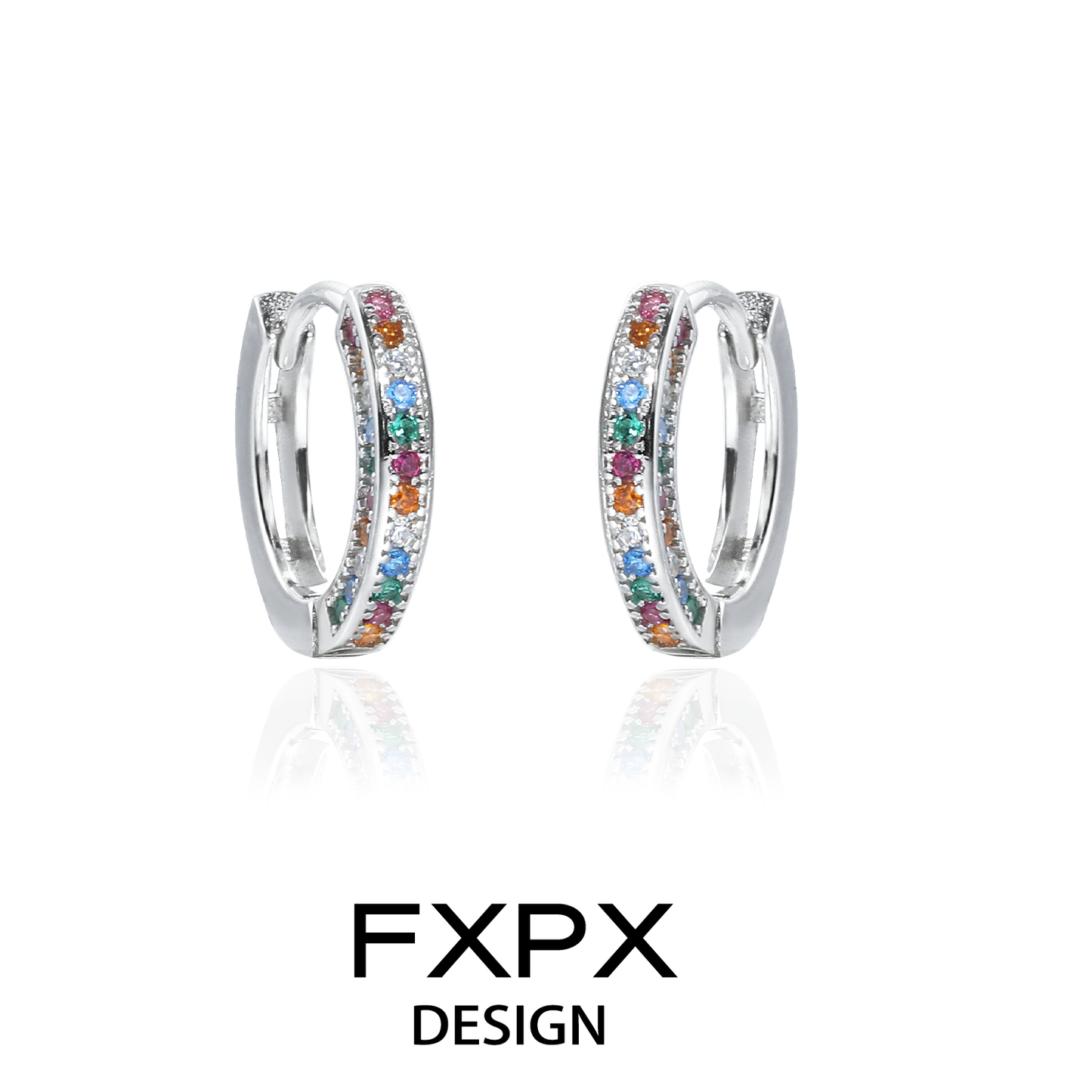 Stylish FXPX colorful zircon earrings with vibrant gemstones for elegant occasions