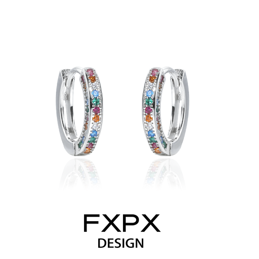 Stylish FXPX colorful zircon earrings with vibrant gemstones for elegant occasions