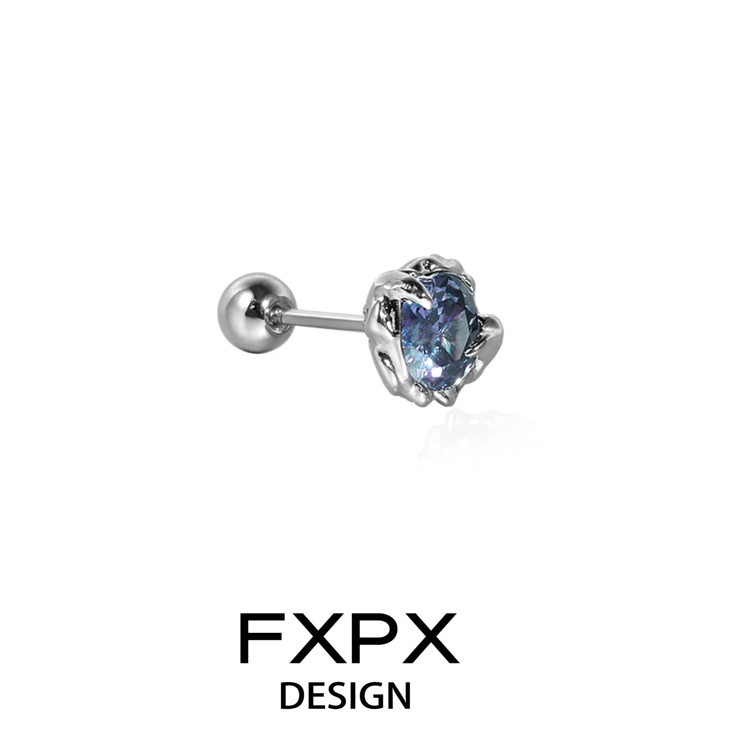 Stylish FXPX colorful zircon stud earrings with sparkling gemstone for everyday wear