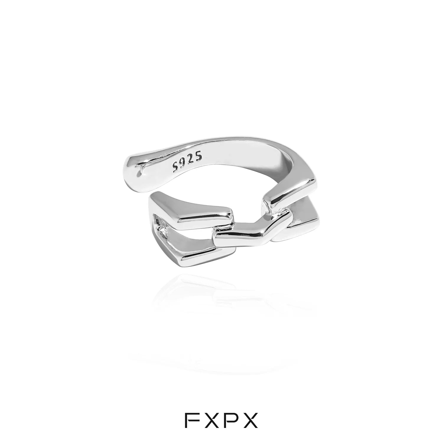 FXPX Cyber Mech Silver Earrings with a Modern Chain Link Design for Stylish Accessories