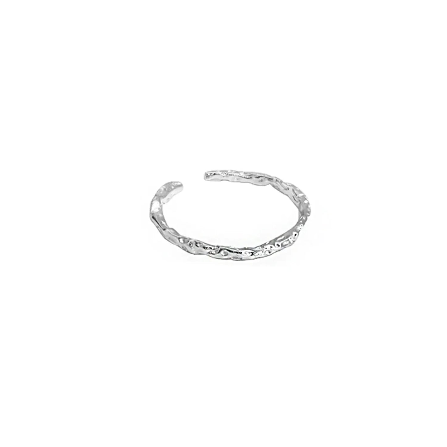 FXPX minimalist textured thin ring in silver with a unique hammered design for everyday elegance