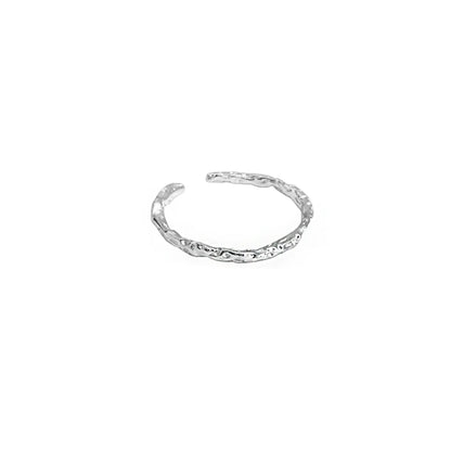 FXPX minimalist textured thin ring in silver with a unique hammered design for everyday elegance