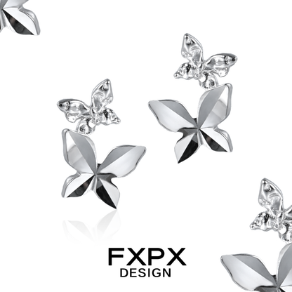 Mirror butterfly silver earrings featuring a stylish design from FXPX for fashionable elegance
