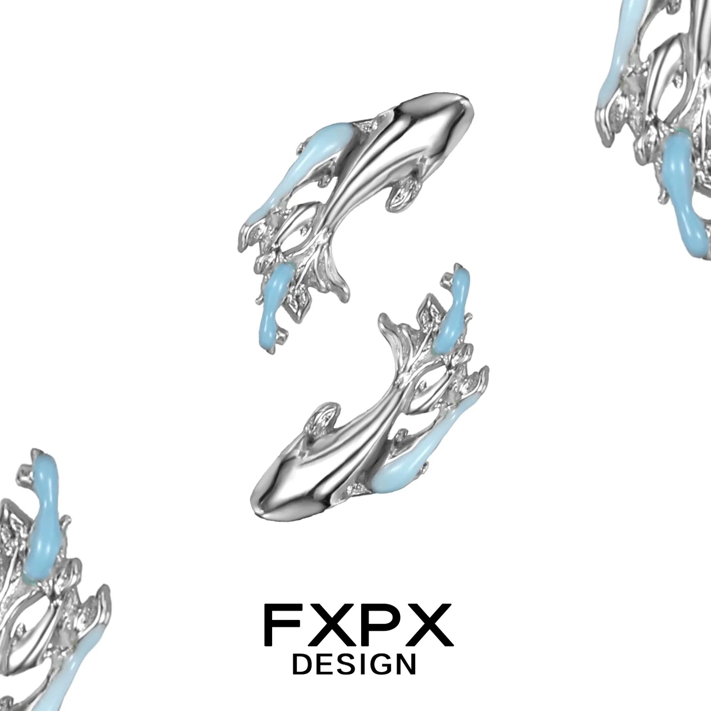 FXPX Mystic Mermaid Earrings with Elegant Ocean-Inspired Design and Unique Fluid Shapes