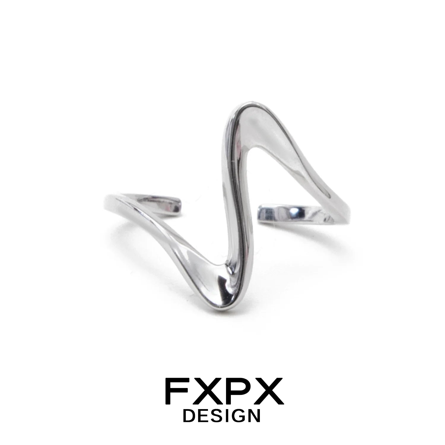FXPX flowing silver ring featuring a modern wavy design for a stylish touch