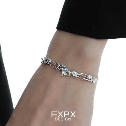Elegant frost blue zircon bracelet designed by FXPX, perfect for any stylish occasion