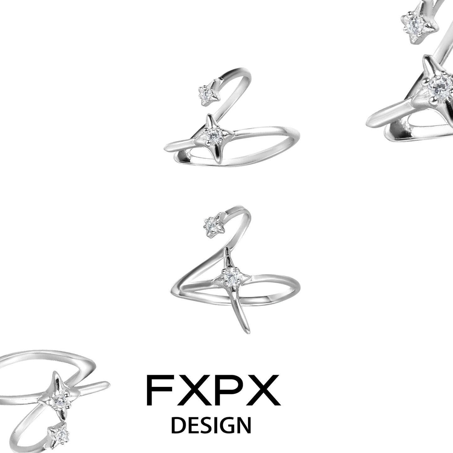FXPX geometric orbit ear clip with sparkling accents for trendy ear styling