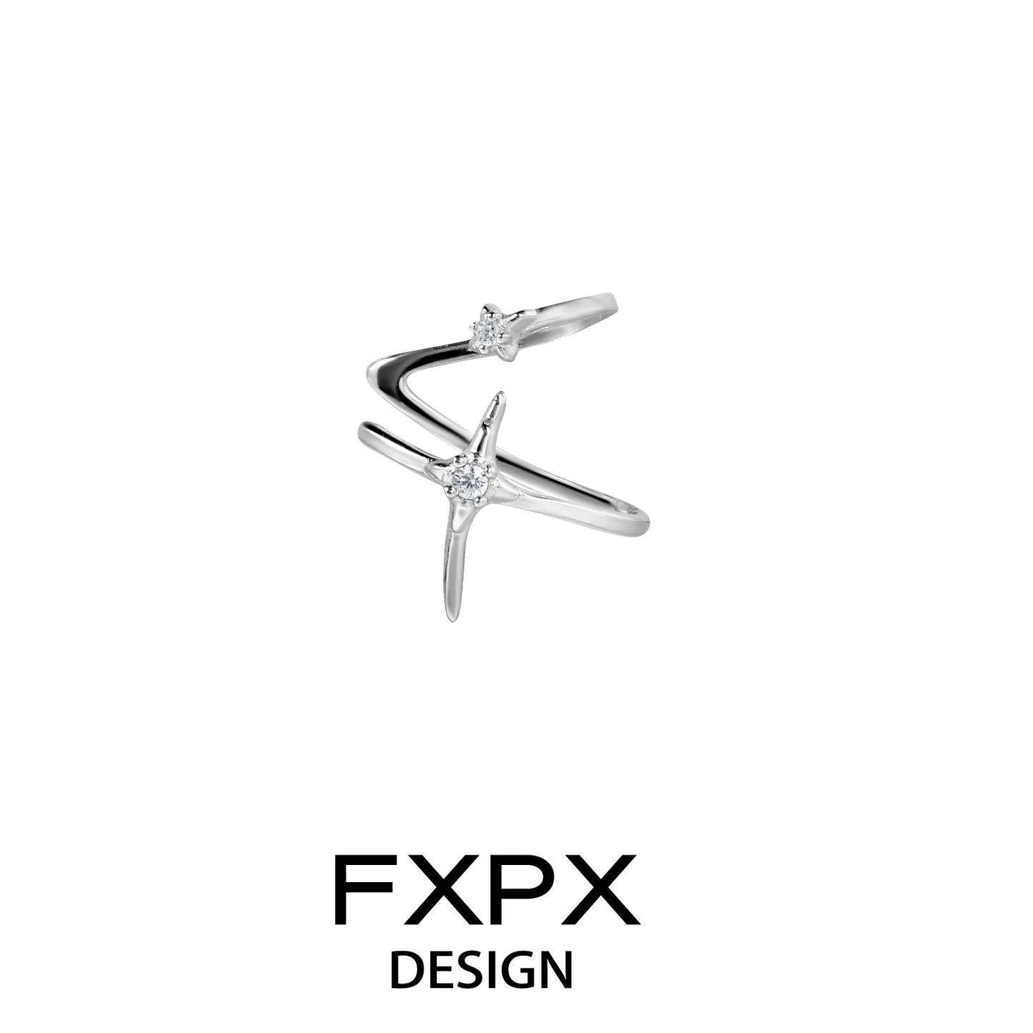 Stylish FXPX geometric orbit ear clip with a modern design and sparkling embellishments
