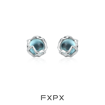 FXPX glacier drop earrings with elegant silver design and blue gemstones for a stylish look