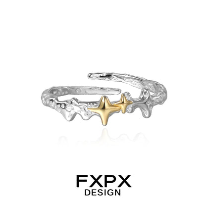FXPX gold star ring featuring a unique design with silver and gold accents for a modern look