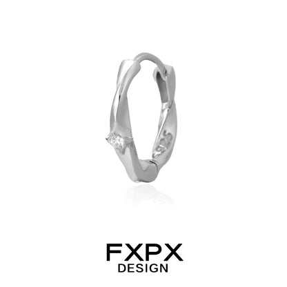 Stylish FXPX gothic cross earrings in silver with intricate twisted design and sparkling accents