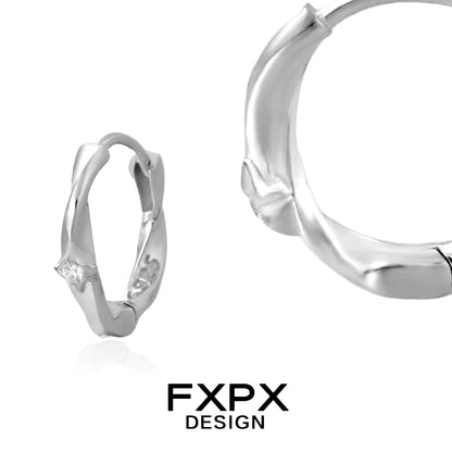 Stylish FXPX gothic cross earrings in silver with a unique twisted design