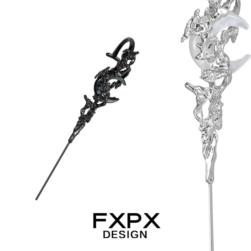 FXPX gothic ear needle jewelry featuring intricate designs and a sleek finish for stylish ear adornment