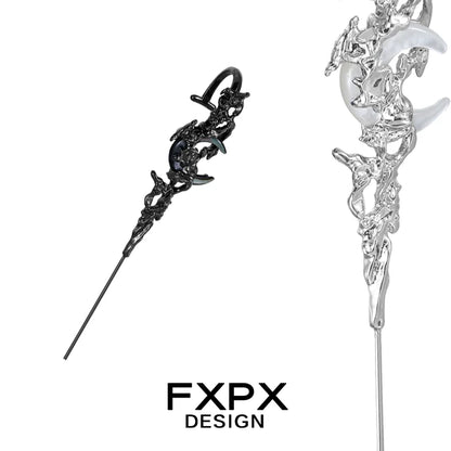 FXPX gothic ear needle jewelry featuring intricate designs and a sleek finish for stylish ear adornment
