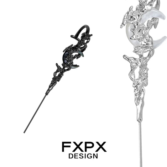 FXPX gothic ear needle jewelry featuring intricate designs and a sleek finish for stylish ear adornment