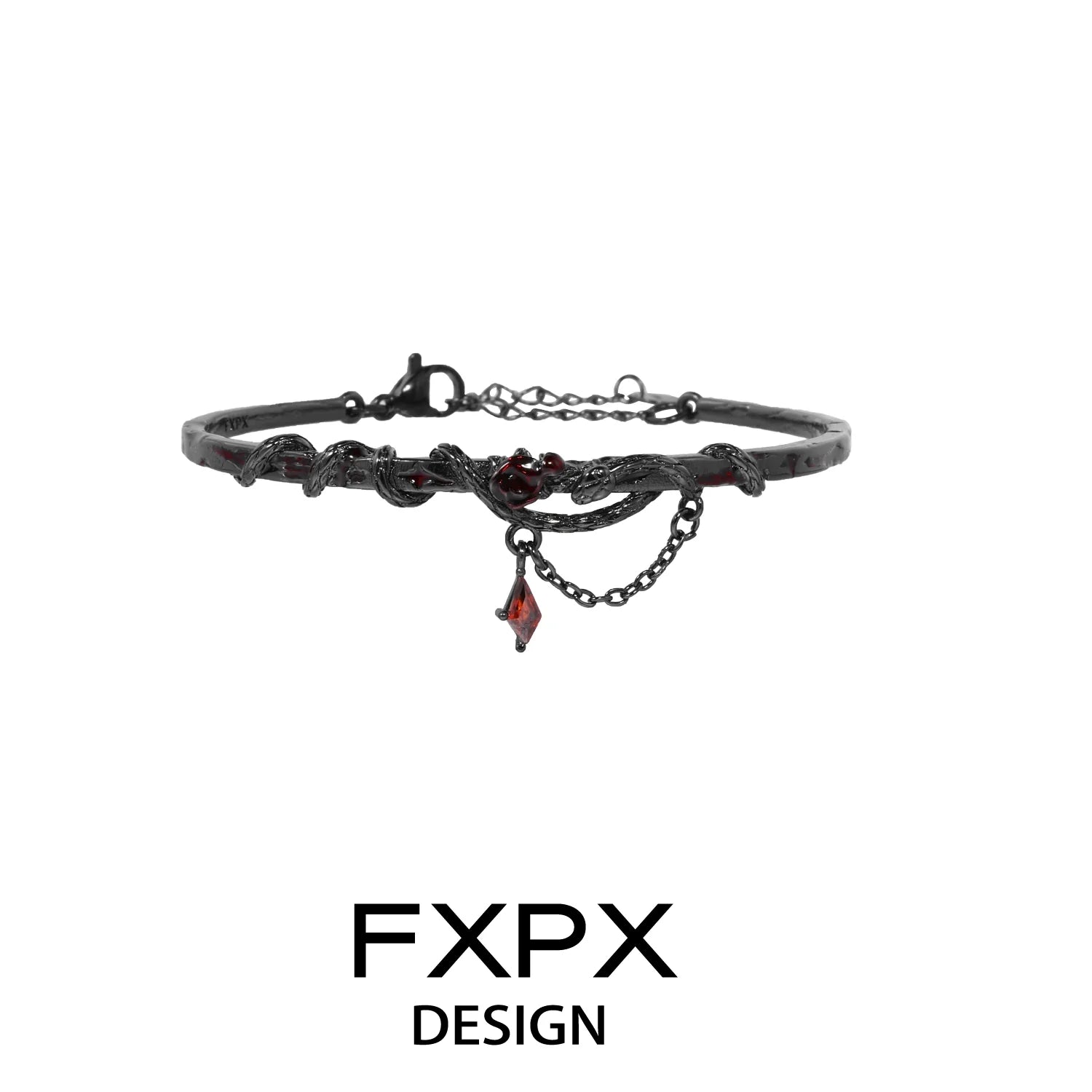 FXPX gothic rose snake bracelet with intricate design and dark metal finish