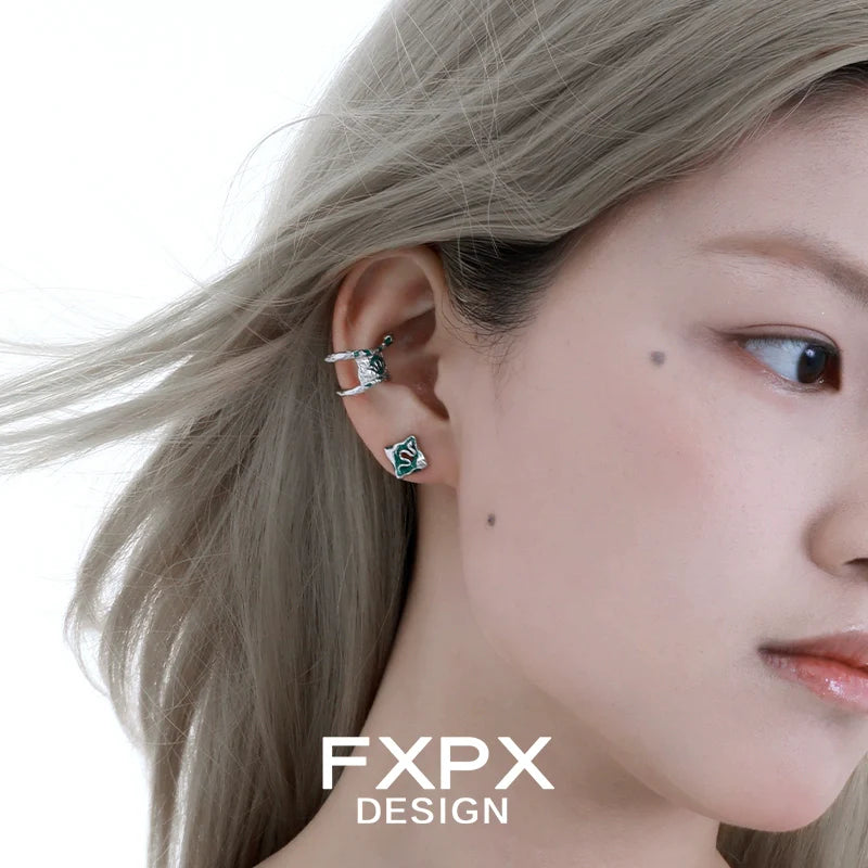 Stylish FXPX green snake earrings designed for a unique and trendy look