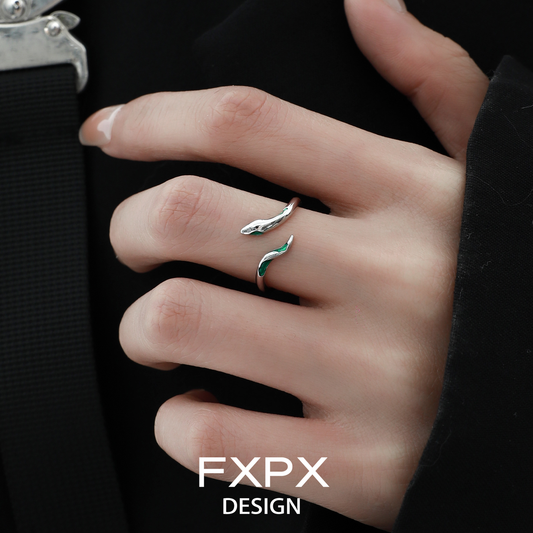 Stylish FXPX green snake ring for women, featuring a unique design perfect for everyday wear