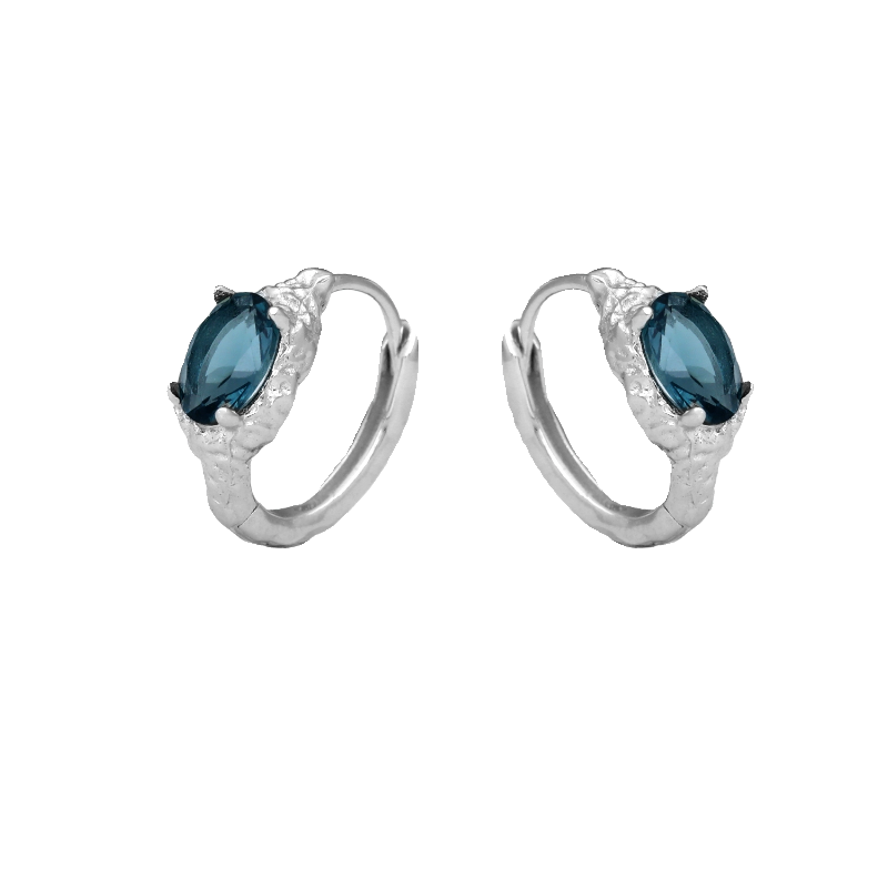FXPX Iceland blue zircon stud earrings with elegant silver setting and unique design