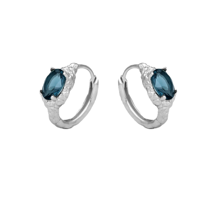 FXPX Iceland blue zircon stud earrings with elegant silver setting and unique design