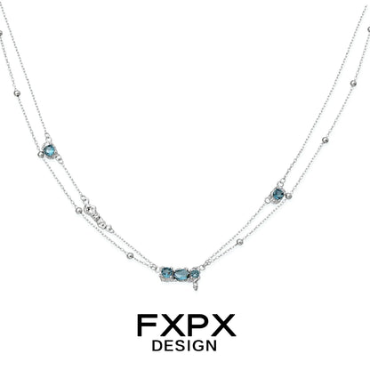 FXPX Icelandic blue zircon necklace with elegant design and sparkling gemstones