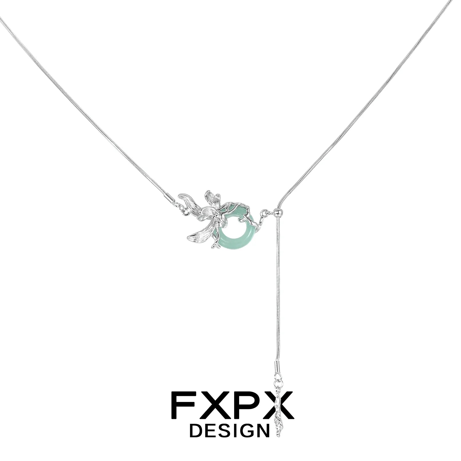 FXPX Iris safety buckle necklace featuring a delicate design with a floral charm