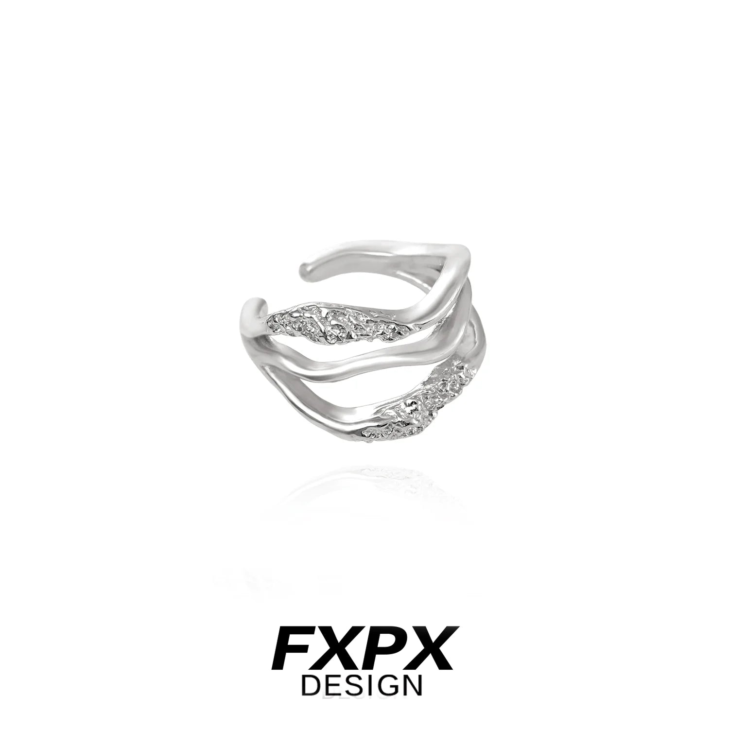 Stylish FXPX metal wave ear cuff with a unique design, perfect for modern fashion enthusiasts