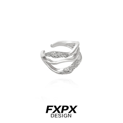 Stylish FXPX metal wave ear cuff with a unique design, perfect for modern fashion enthusiasts