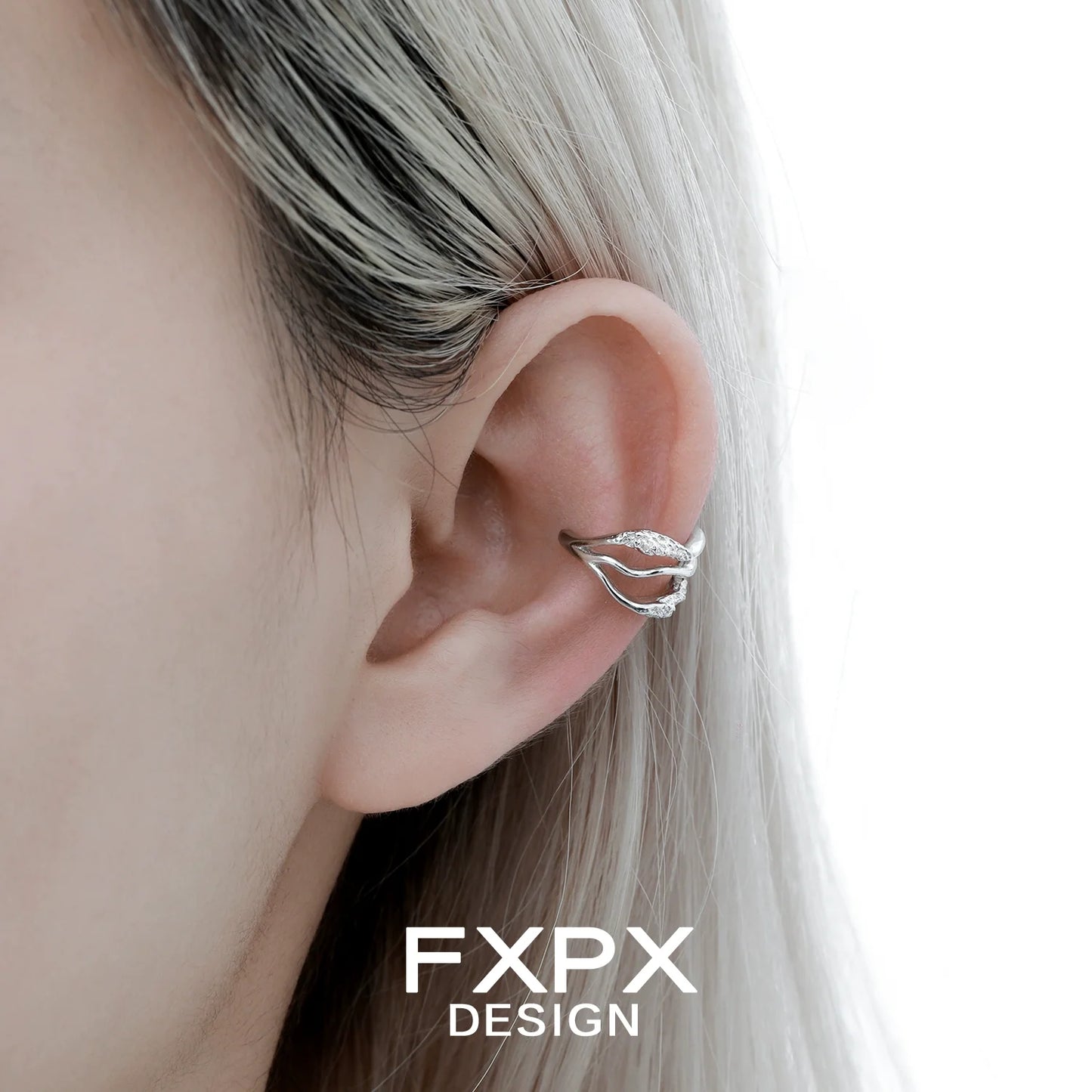 Stylish FXPX metal wave ear cuff elegantly designed to fit snugly on the ear