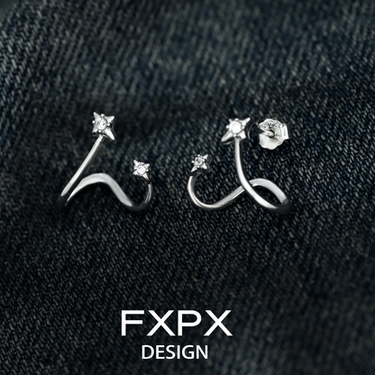 FXPX meteor silver earrings featuring sparkling accents for a stylish and modern look