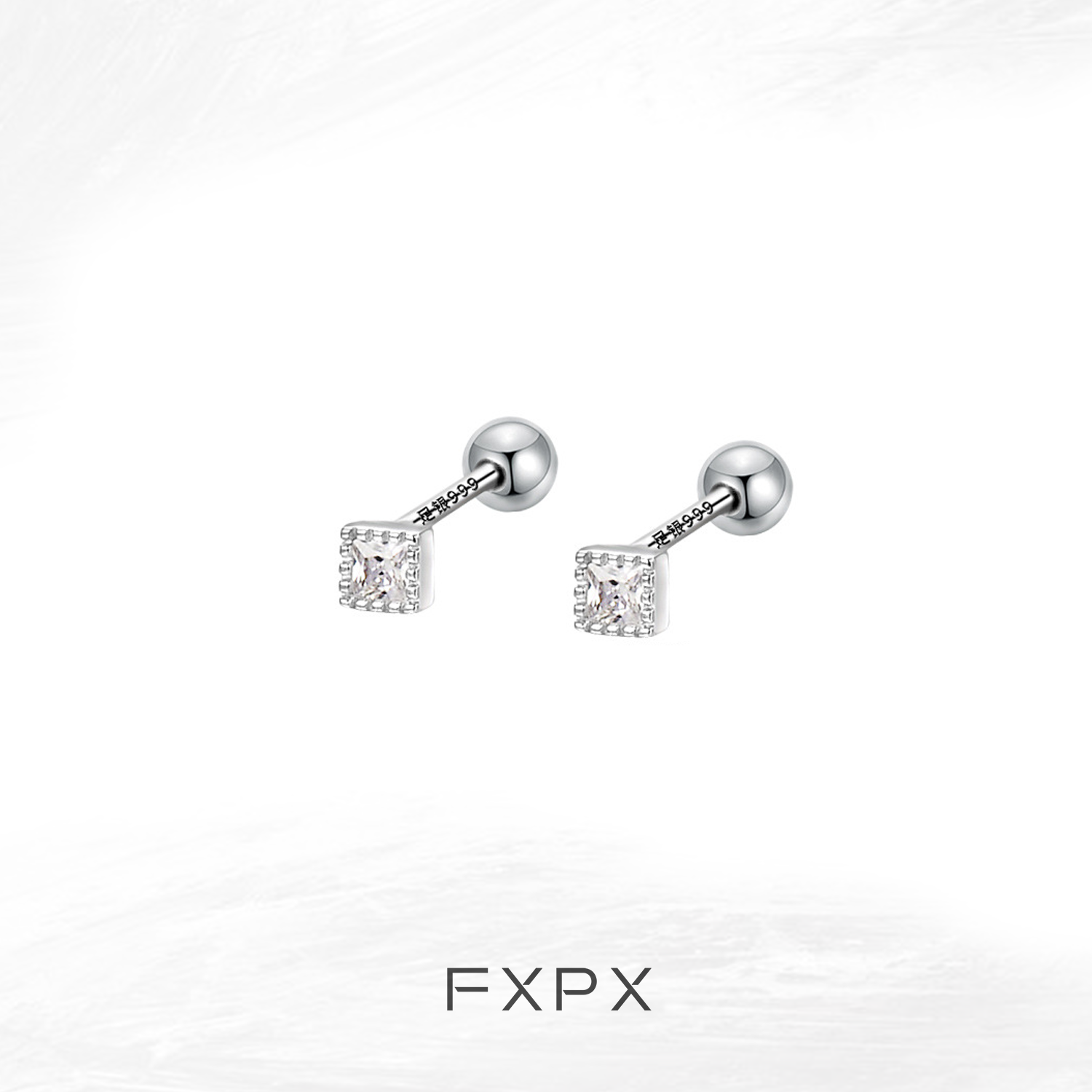Elegant FXPX minimalist black and white earrings featuring a sparkling cubic design