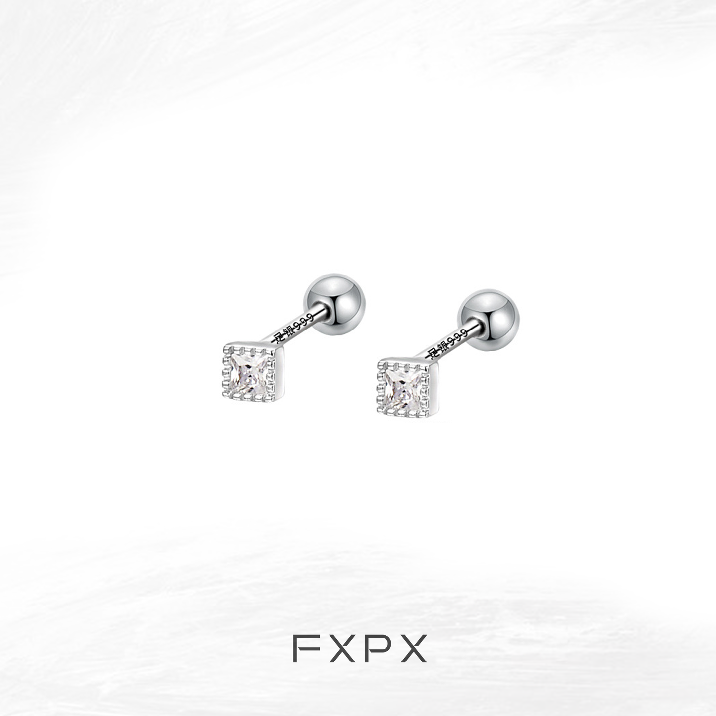 Stylish minimalist black and white earrings with a modern design and sparkling accents from FXPX