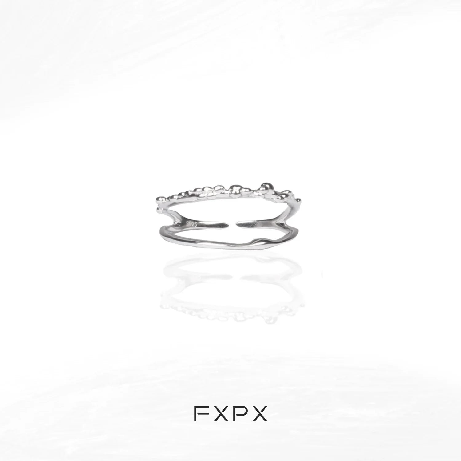 FXPX Minimalist Double Layer Ring in Silver for Elegant and Modern Style