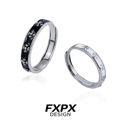 FXPX Mystery Couple Rings in Silver and Black with Intricate Floral Designs