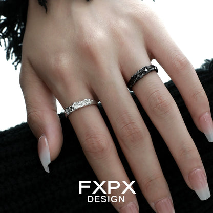 FXPX Mystic Map Couple Rings in Silver and Black for Stylish Duos